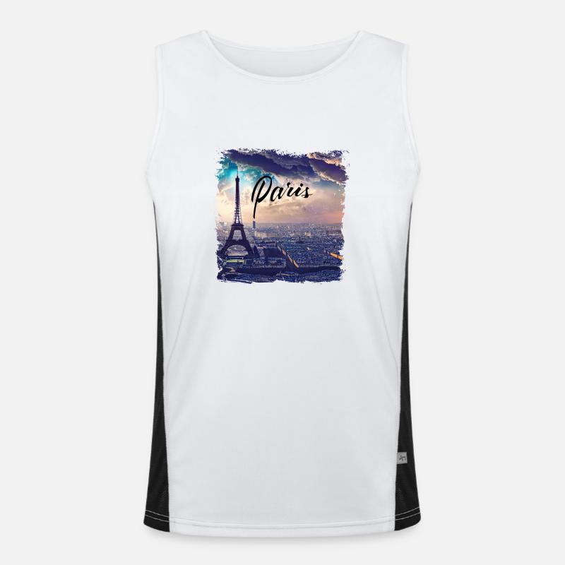 Paris Eiffel Tower Casual Style Men's Functional Contrast Tank Top 