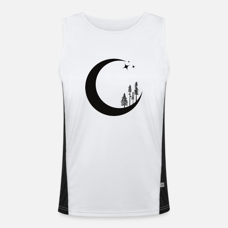 Celestial Moon pines tree Men's Functional Contrast Tank Top 