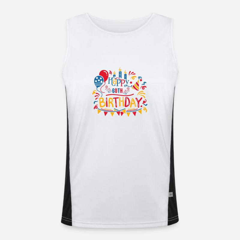 Happy 60th Birthday Sixtieth 60 Year Old Gift Idea Men's Functional Contrast Tank Top 