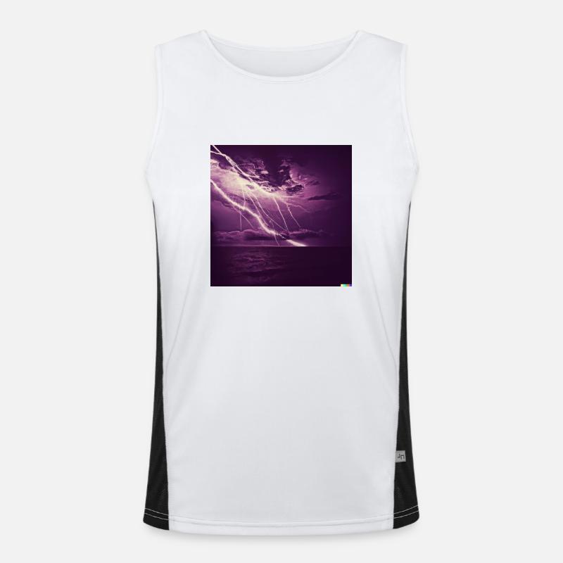 Mer orageuse, éclairs violets à l’horizon Débardeur respirant contrasté Homme 