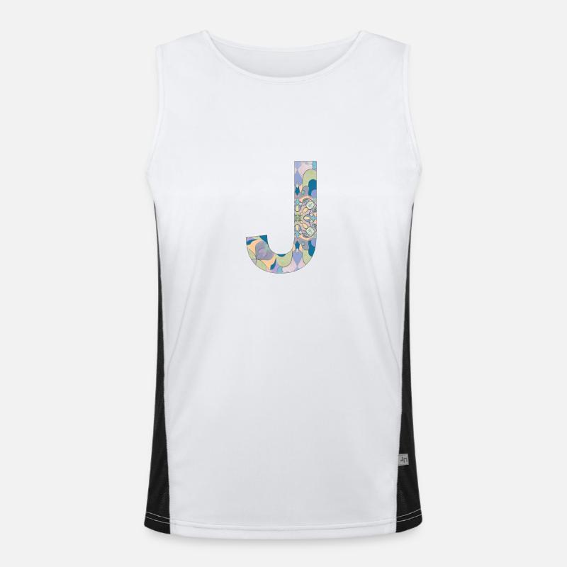 Letter J in mandala, ideal for displaying the first Men's Functional Contrast Tank Top 