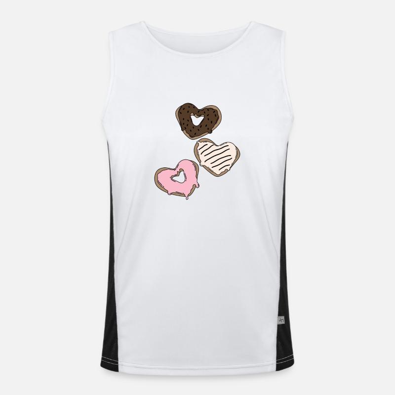 Heart donuts Valentines ́90s Men's Functional Contrast Tank Top 