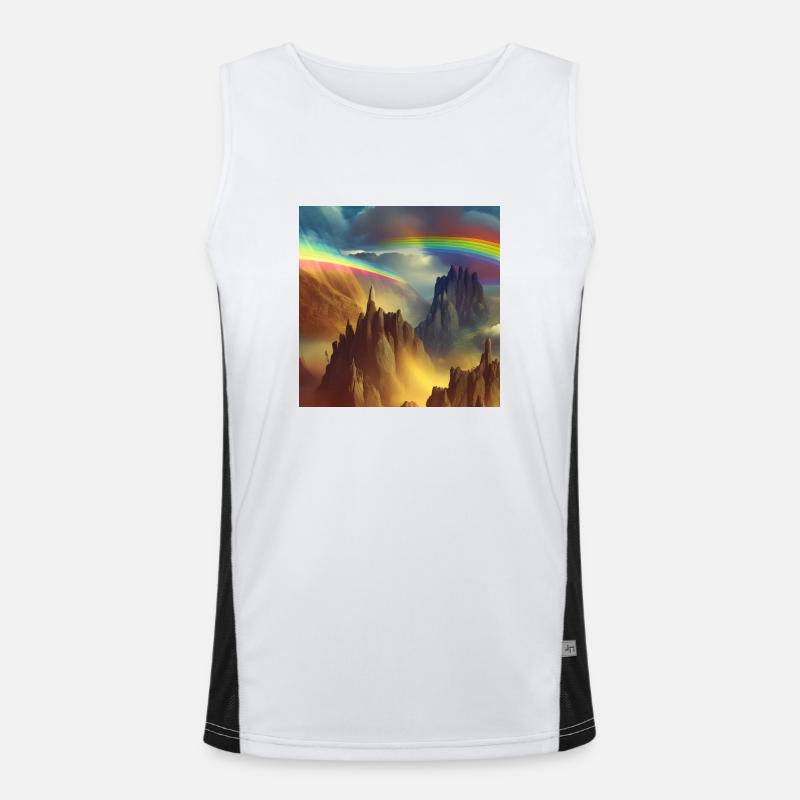 Rainbow on mountain Men's Functional Contrast Tank Top 