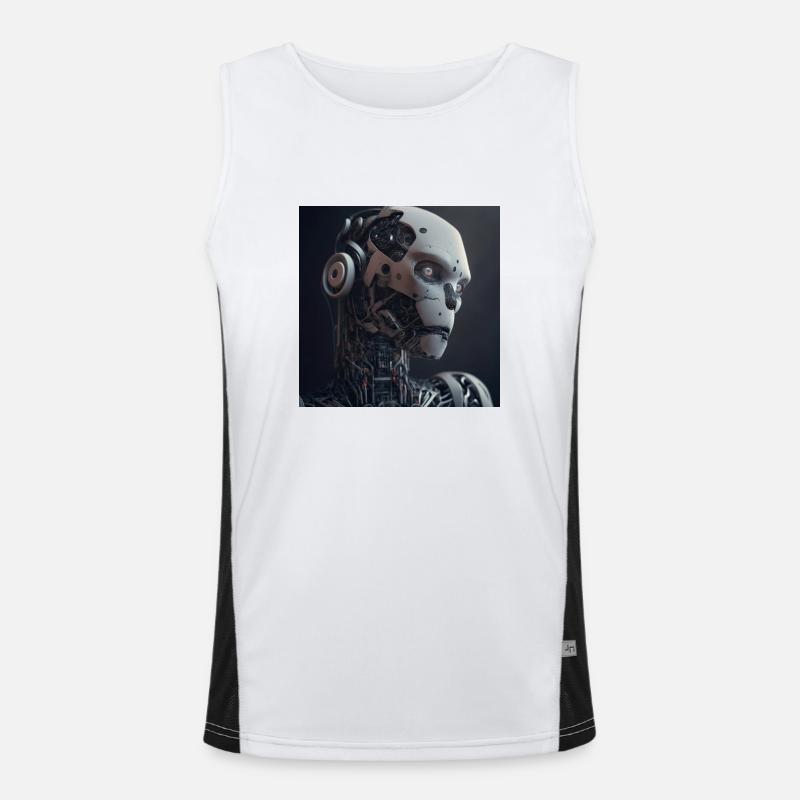 Blauäugiger Cyborg-Roboter Funktionelles Kontrast-Tank Top für Männer 