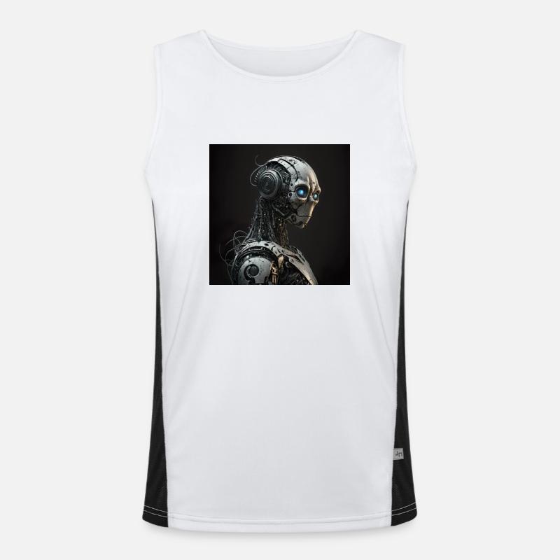 Blauäugiger Cyborg-Roboter Funktionelles Kontrast-Tank Top für Männer 
