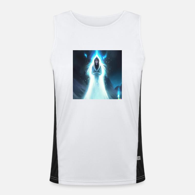 Mystischer blauer Geist digital art Funktionelles Kontrast-Tank Top für Männer 
