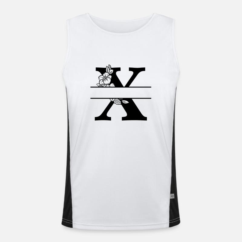 Personalisierter Blumenbuchstabe x Funktionelles Kontrast-Tank Top für Männer 