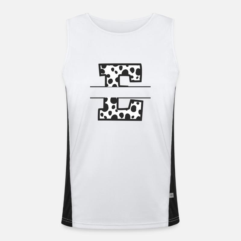 Letter e custom cow pattern - Men's Functional Contrast Tank Top  - white/black