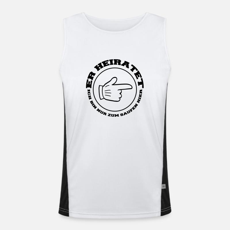 He's getting married, I'm just here to drink! Men's Functional Contrast Tank Top 