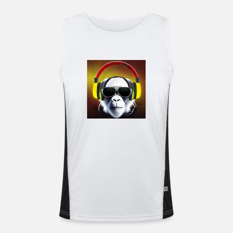 Affe mit Kopfhörern Funktionelles Kontrast-Tank Top für Männer 