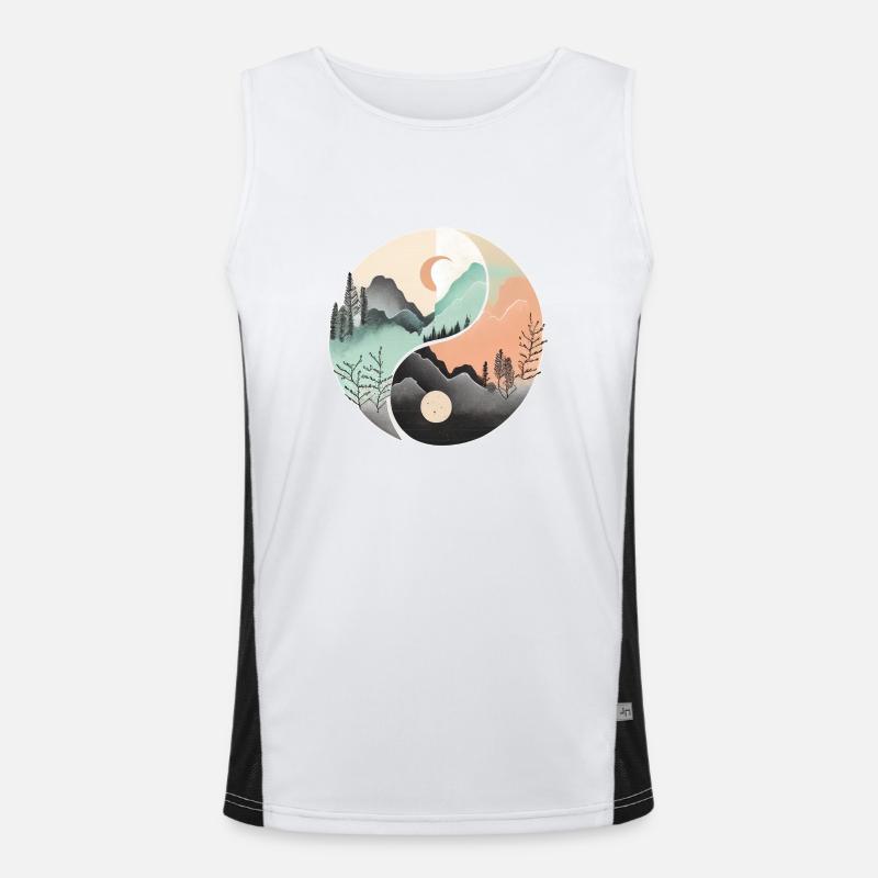 Ying Yang - Montagnes / Plage Débardeur respirant contrasté Homme 