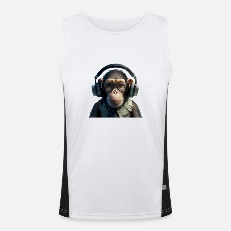 Maki the music lover monkey Men's Functional Contrast Tank Top 