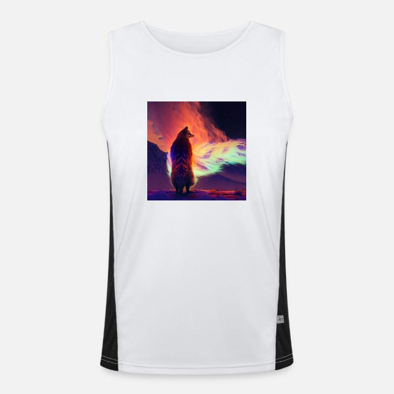 Flames Wolf/Fox Northern Lights, Colored Fire Men's Functional Contrast Tank Top 
