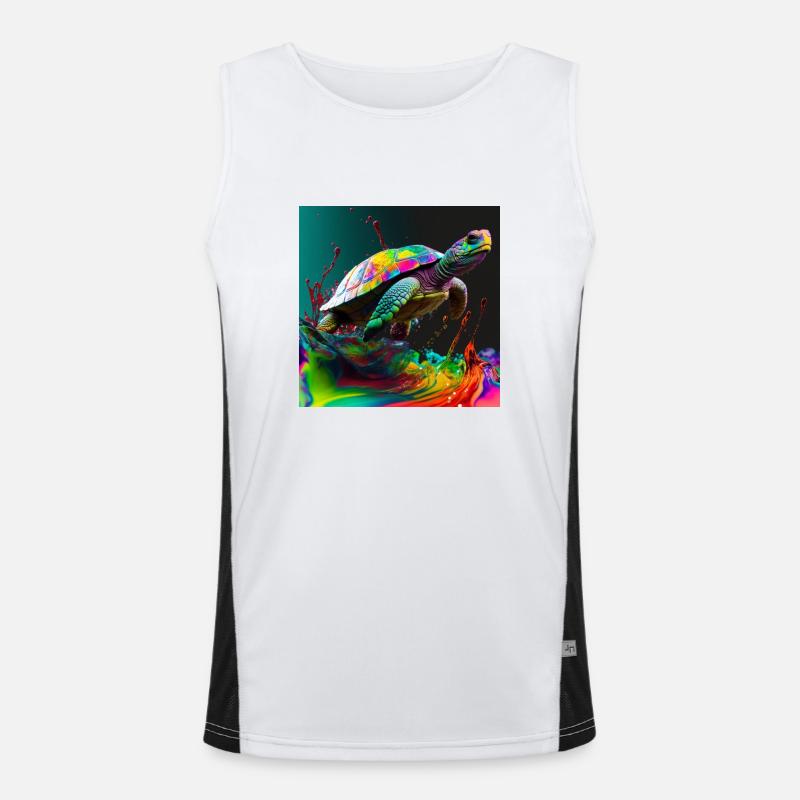 Colored turtle, unique design Men's Functional Contrast Tank Top 