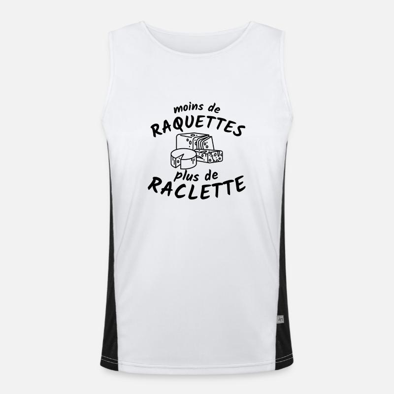 Moins de raquettes plus de raclette idée cadeau Débardeur respirant contrasté Homme 