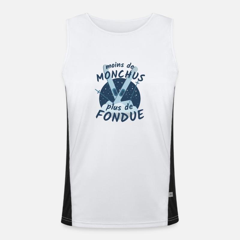 Moins de Monchus plus de fondue Idée originale Débardeur respirant contrasté Homme 
