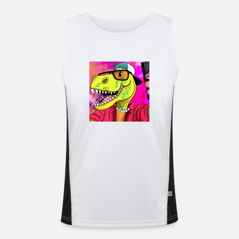 Cool dinosaur makes a selfie V7 gift Men's Functional Contrast Tank Top 