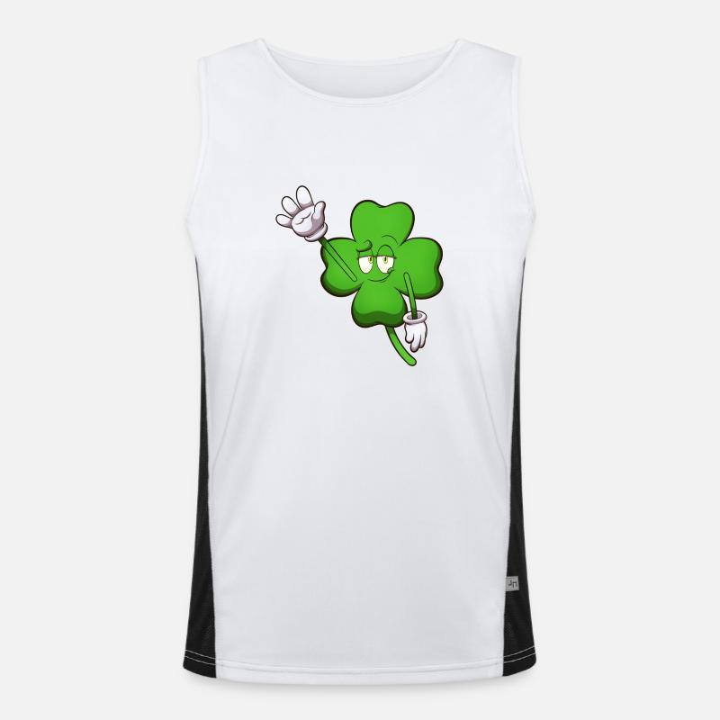 Four-Leaf Clover Character Waving Men's Functional Contrast Tank Top 