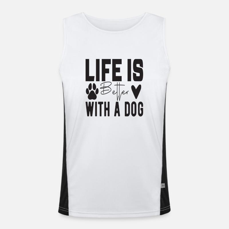 Life Is Better With A Dog Funktionelles Kontrast-Tank Top für Männer 