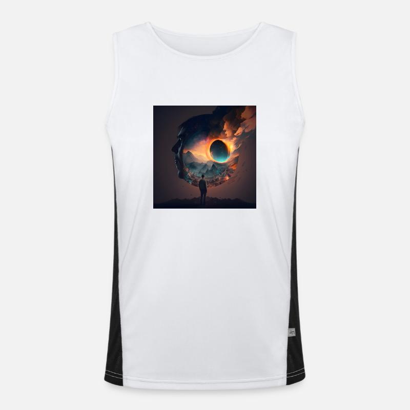Boy Looking Through a Head Men's Functional Contrast Tank Top 