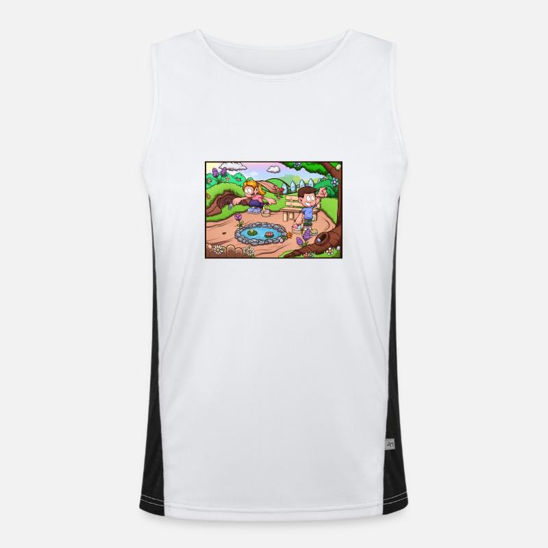 Kids Doing An Easter Egg Hunt Men's Functional Contrast Tank Top 