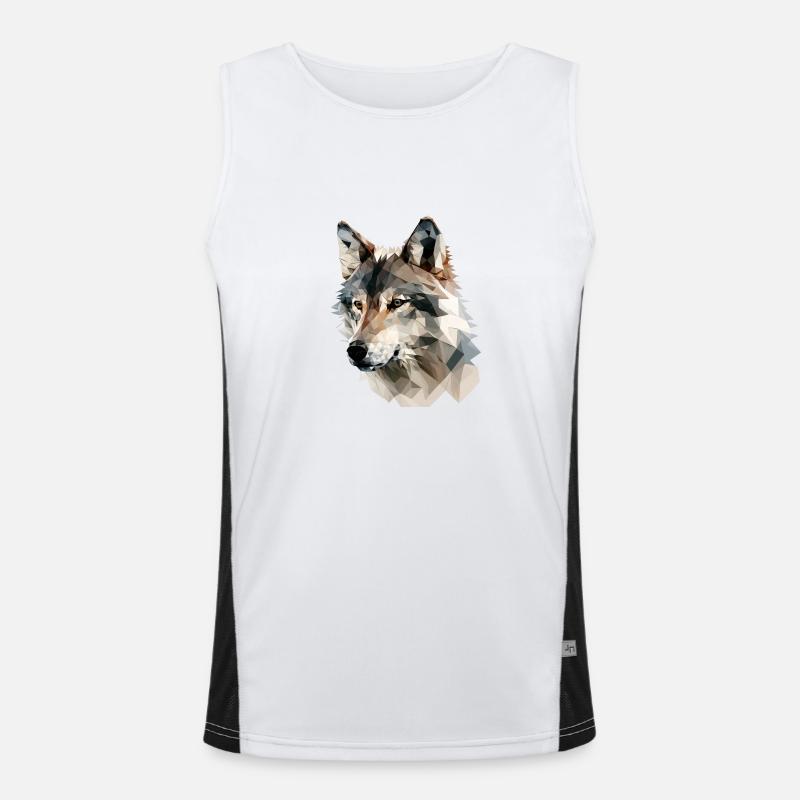 Ausdrucksstarker Polygon-Wolf – Wildtier Funktionelles Kontrast-Tank Top für Männer 