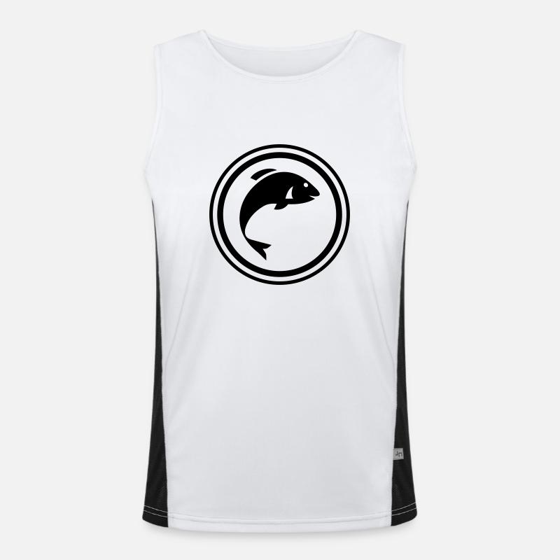 Fish Symbol - Men's Functional Contrast Tank Top  - white/black