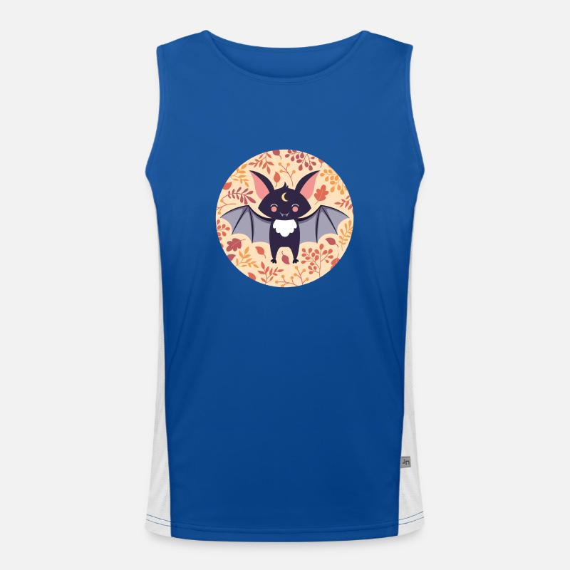 Bat with autumn pattern Men's Functional Contrast Tank Top 
