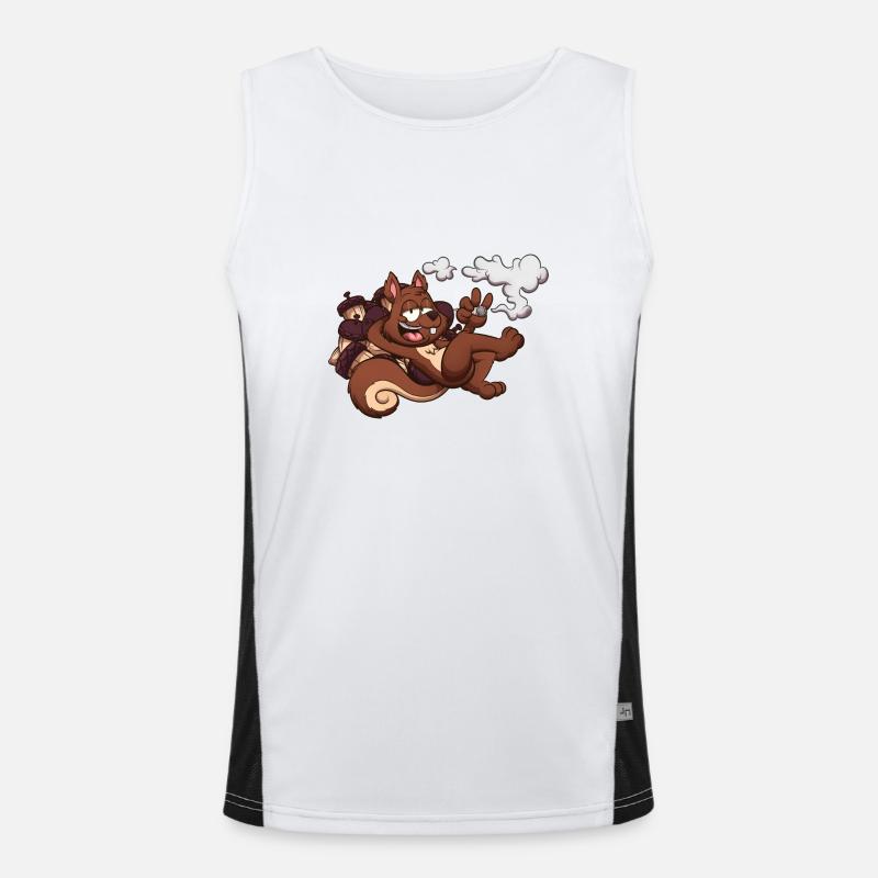Eichhörnchen, das einen Joint raucht Funktionelles Kontrast-Tank Top für Männer 