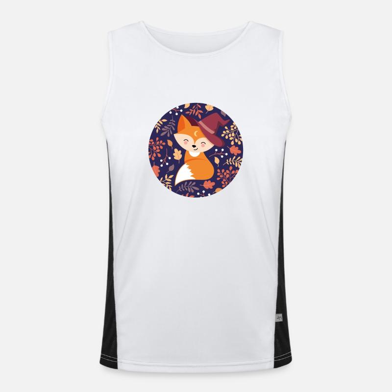 Fox with autumn pattern - Men's Functional Contrast Tank Top  - white/black