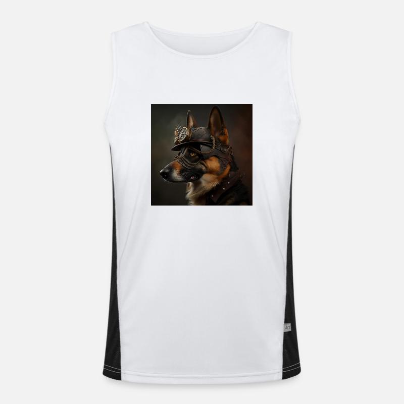 German Shepherd Steampunk Men's Functional Contrast Tank Top 