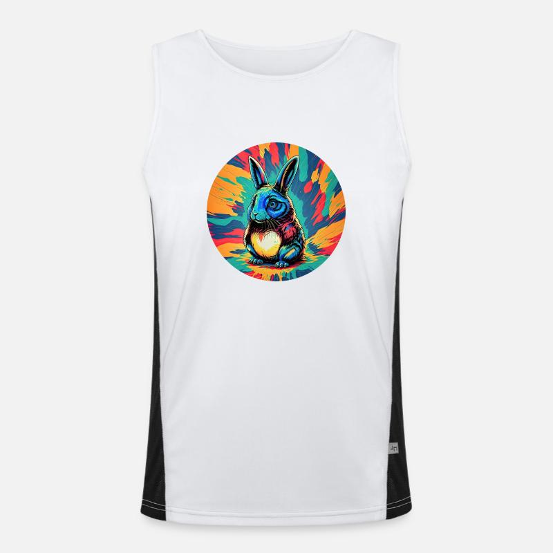 Psychedelic Easter Bunny Men's Functional Contrast Tank Top 