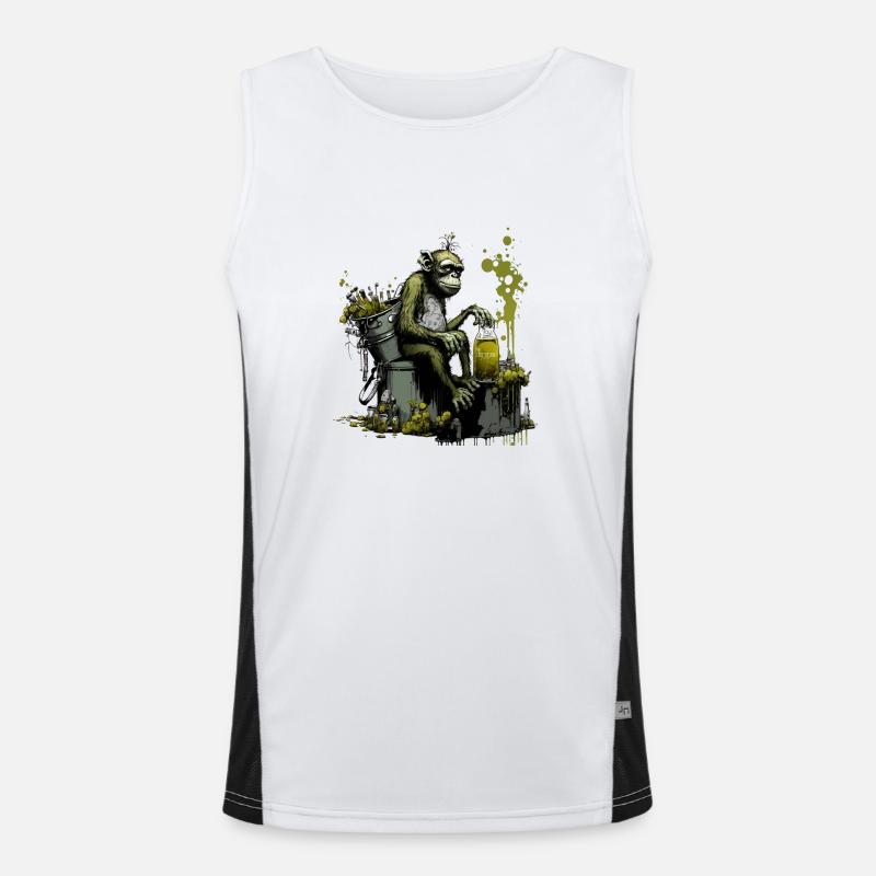 Chimpanzés devant la bouilloire de brassage, front spécial Débardeur respirant contrasté Homme 