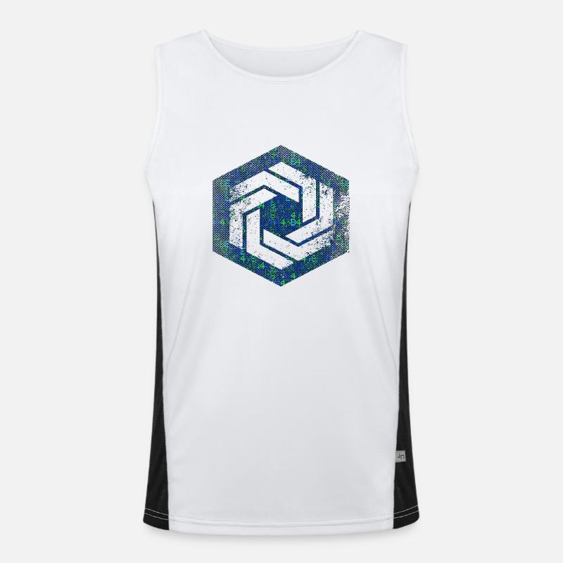 Hexagon-Programmierung Programmierer Codierung geometrisch - Funktionelles Kontrast-Tank Top für Männer  - Weiß/Schwarz