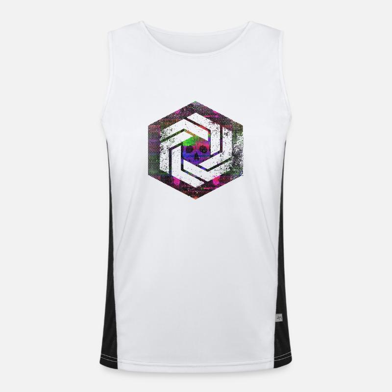 hexagon programming programmer coding geometric - Men's Functional Contrast Tank Top  - white/black