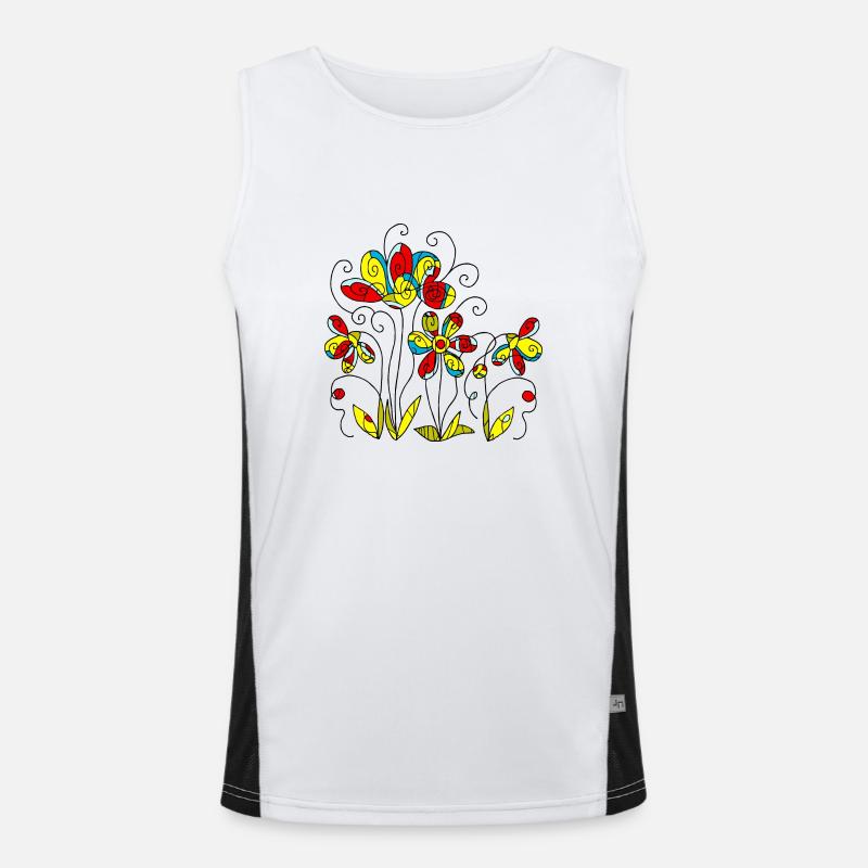 Flowers - Men's Functional Contrast Tank Top  - white/black