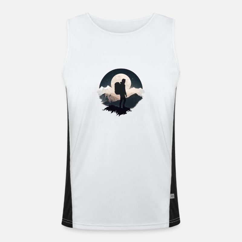 Backpacker im Mondschein, Wanderung Funktionelles Kontrast-Tank Top für Männer 