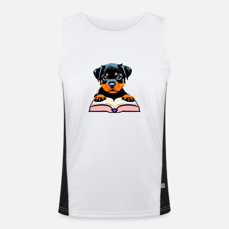 Hunde Bücher Rottweiler Buch Lesen Hundehalter Funktionelles Kontrast-Tank Top für Männer 