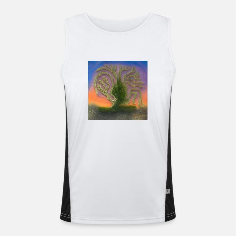 old tree in a sunny day - Men's Functional Contrast Tank Top  - white/black