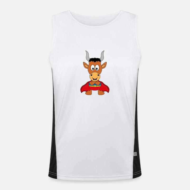 SUPERHELD - STIER - BULLE - TIER - TIERISCH Funktionelles Kontrast-Tank Top für Männer 