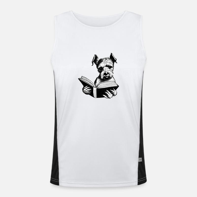 Hundehalter Hund Bücher Hunde Buch lesen Terrier Funktionelles Kontrast-Tank Top für Männer 