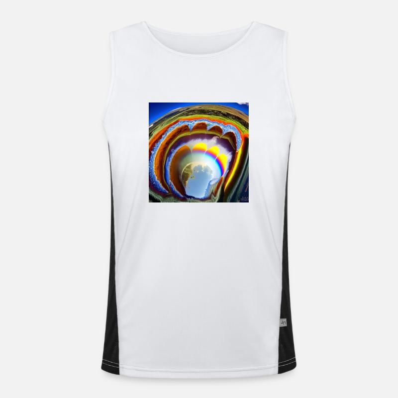 Regenbogen mit Sonne von oben Funktionelles Kontrast-Tank Top für Männer 