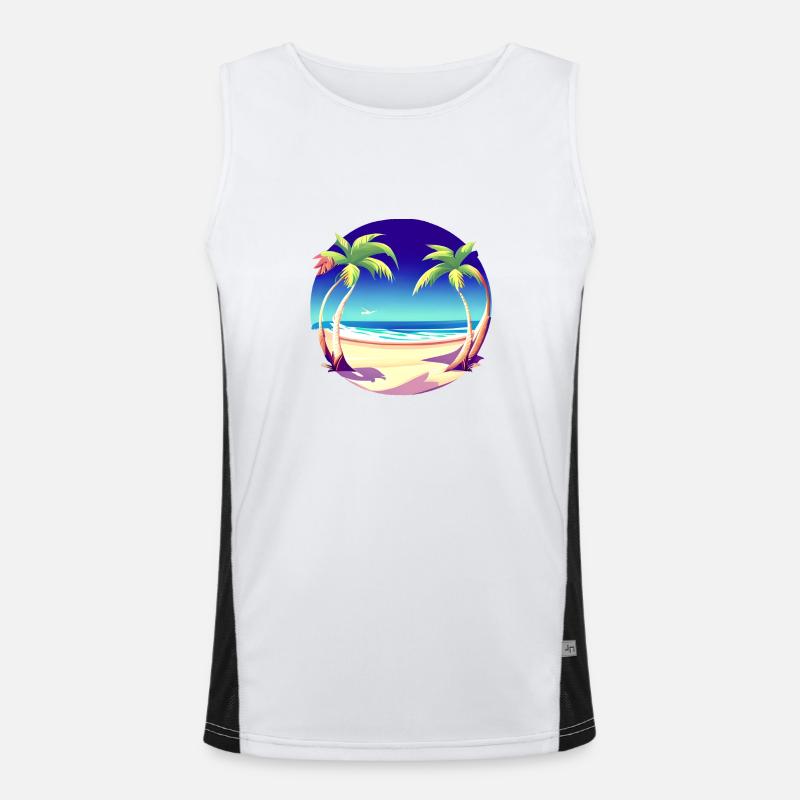 Vacances d’été Island Palm Sun Palm Beach Débardeur respirant contrasté Homme 