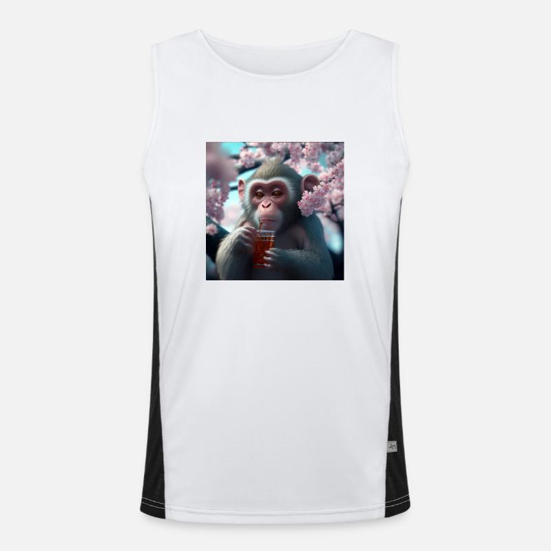 Äffchen mit Getränk Geschenk Funktionelles Kontrast-Tank Top für Männer 