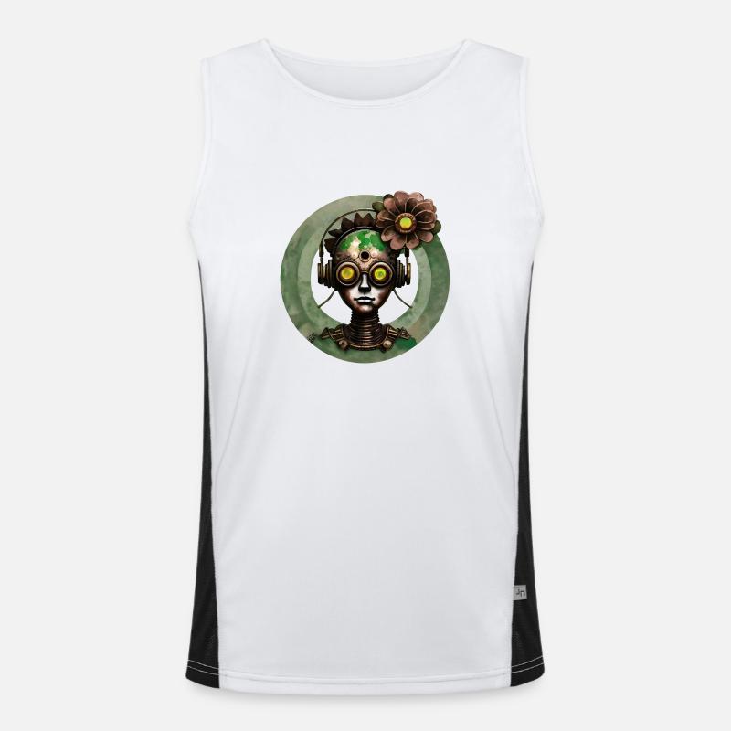 Robo Blume Funktionelles Kontrast-Tank Top für Männer 