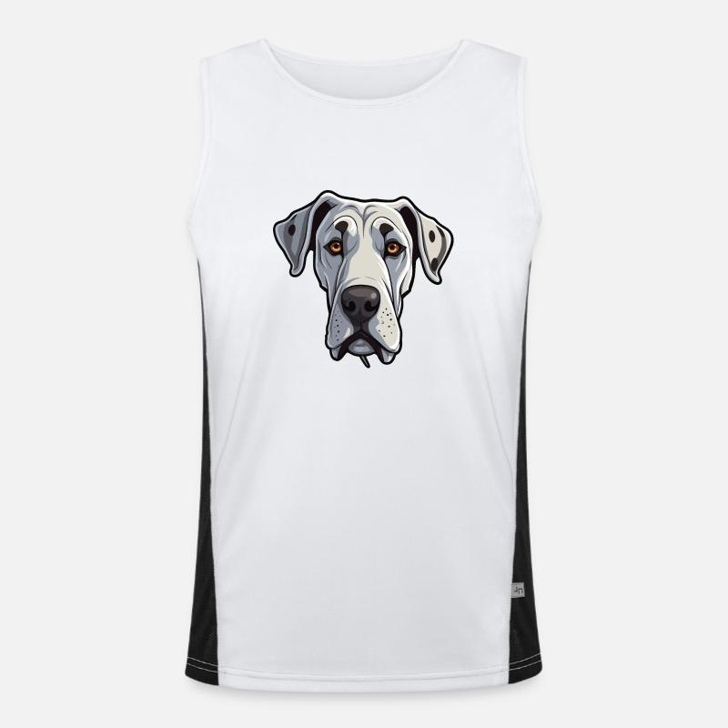 Great Dane Head Comic Cartoon Dog Lover Débardeur respirant contrasté Homme 