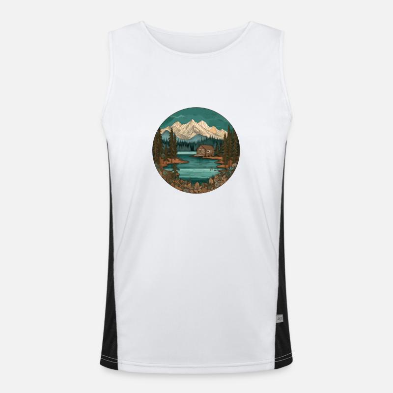 Cabincore Mountain Circle Kunst Funktionelles Kontrast-Tank Top für Männer 