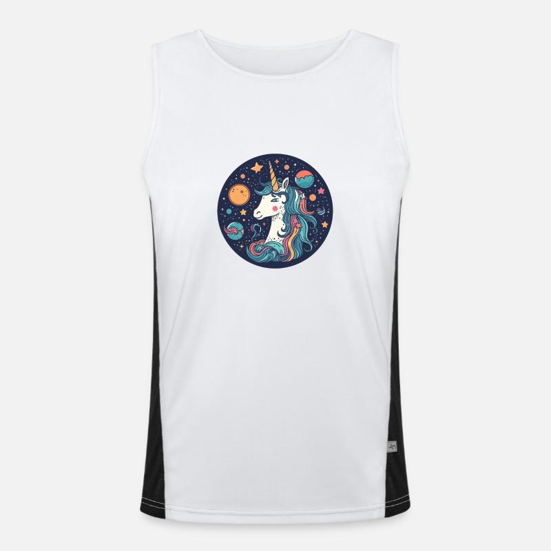 Kosmisches Einhorn Funktionelles Kontrast-Tank Top für Männer 