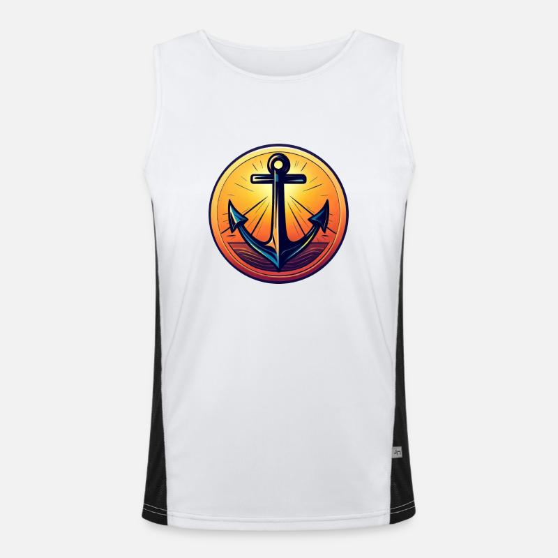 Anchor Sunset Red Colors Débardeur respirant contrasté Homme 