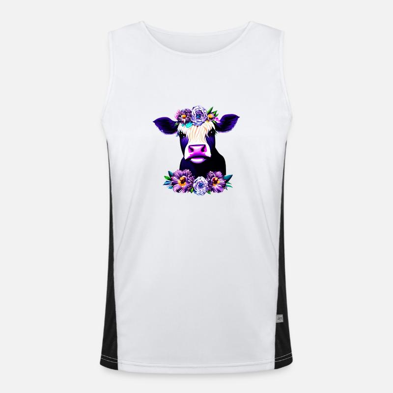 Fleurs de vache couronne de saule Débardeur respirant contrasté Homme 